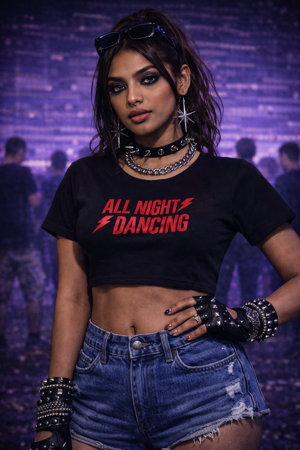 Techno All Night Dancing Crop Top