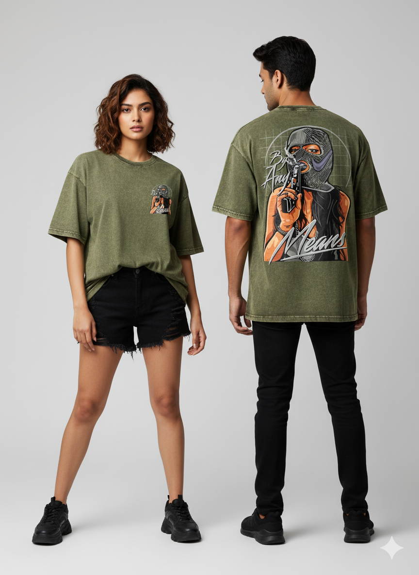 Kanjaraa "Street Style" Oversized T-Shirt - Acid Wash