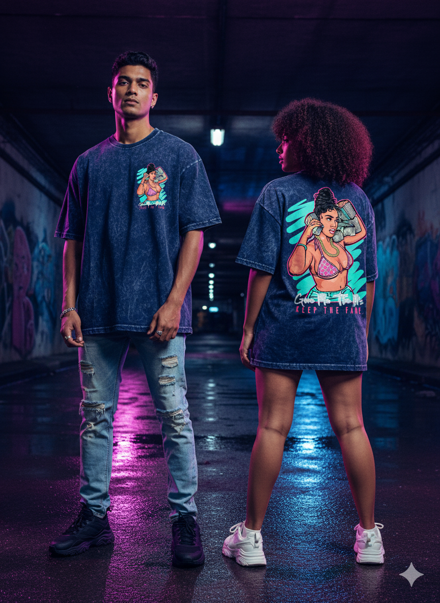 Kanjaraa "Street Style" Oversized T-Shirt - Acid Wash