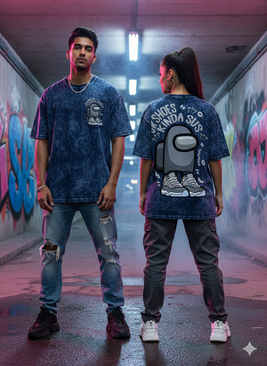 Kanjaraa "Street Style" Oversized T-Shirt - Acid Wash
