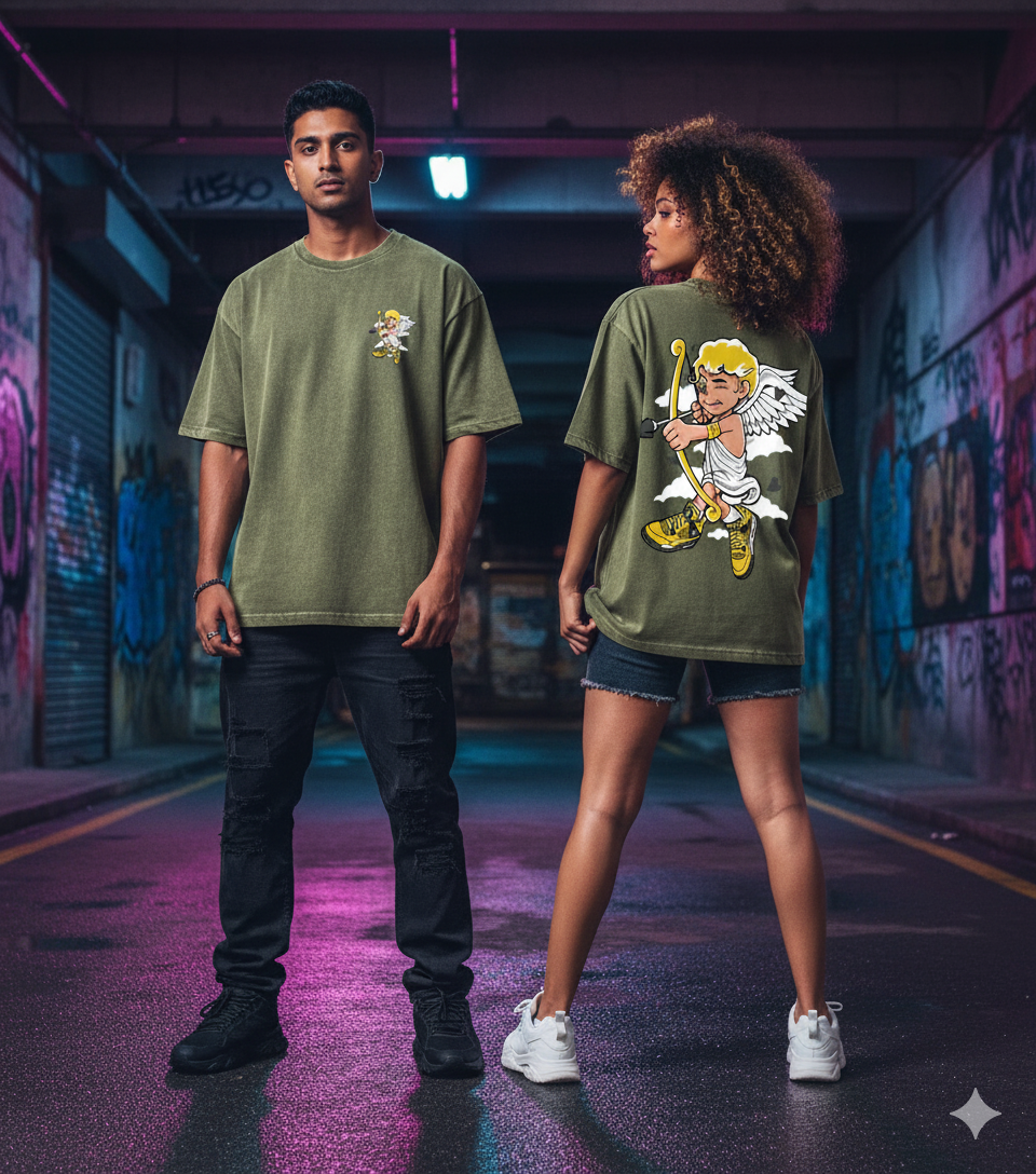 Kanjaraa "Street Style" Oversized T-Shirt - Acid Wash