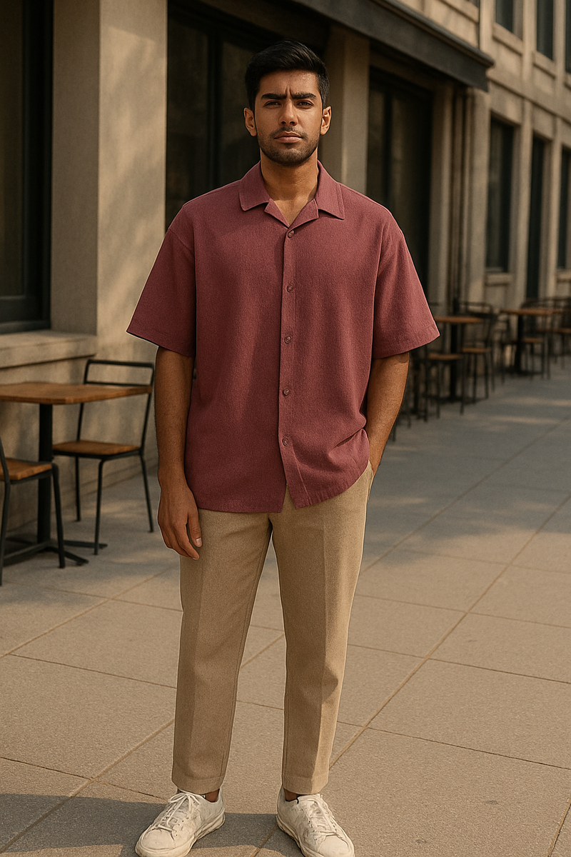 Kanjaraa Chill Drop-Shoulder Shirt - Maroon