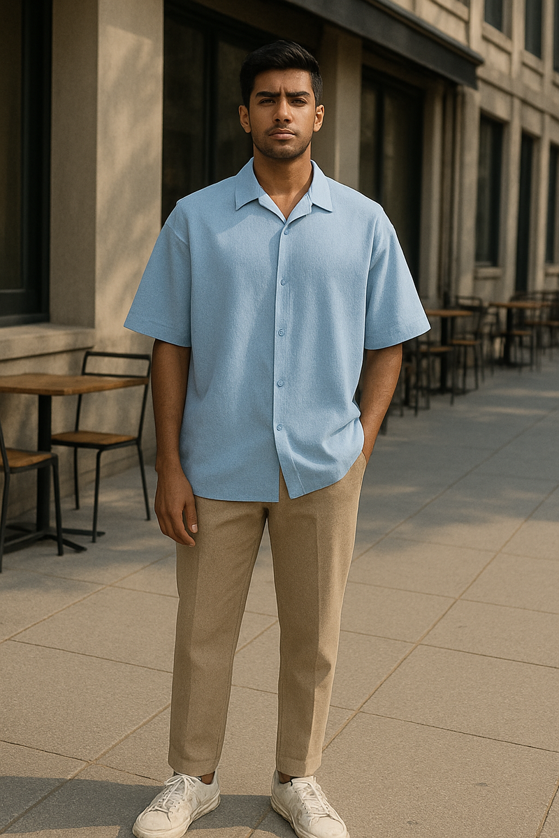 Kanjaraa Chill Drop-Shoulder Shirt - Baby Blue