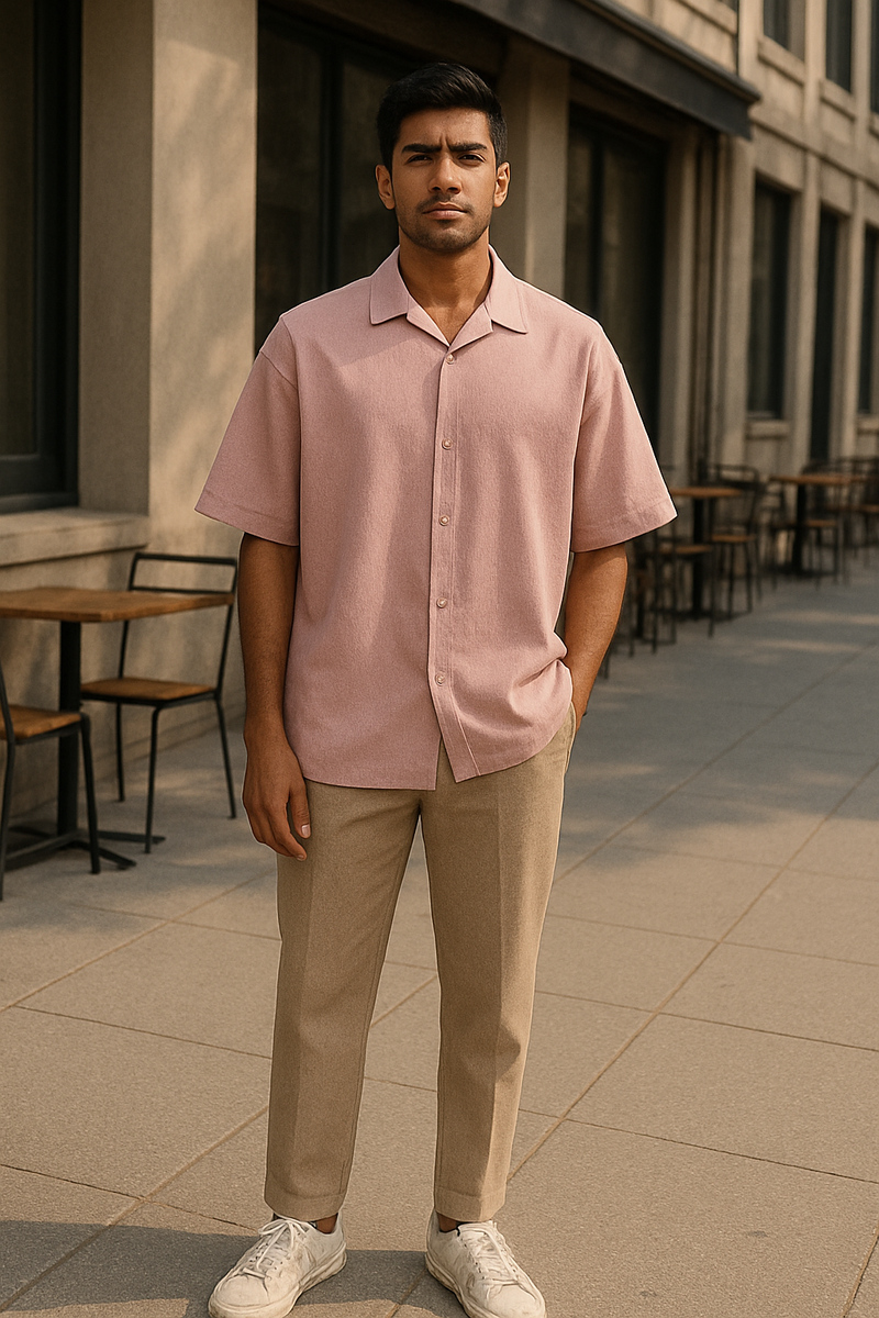 Kanjaraa Chill Drop-Shoulder Shirt - Light Pink