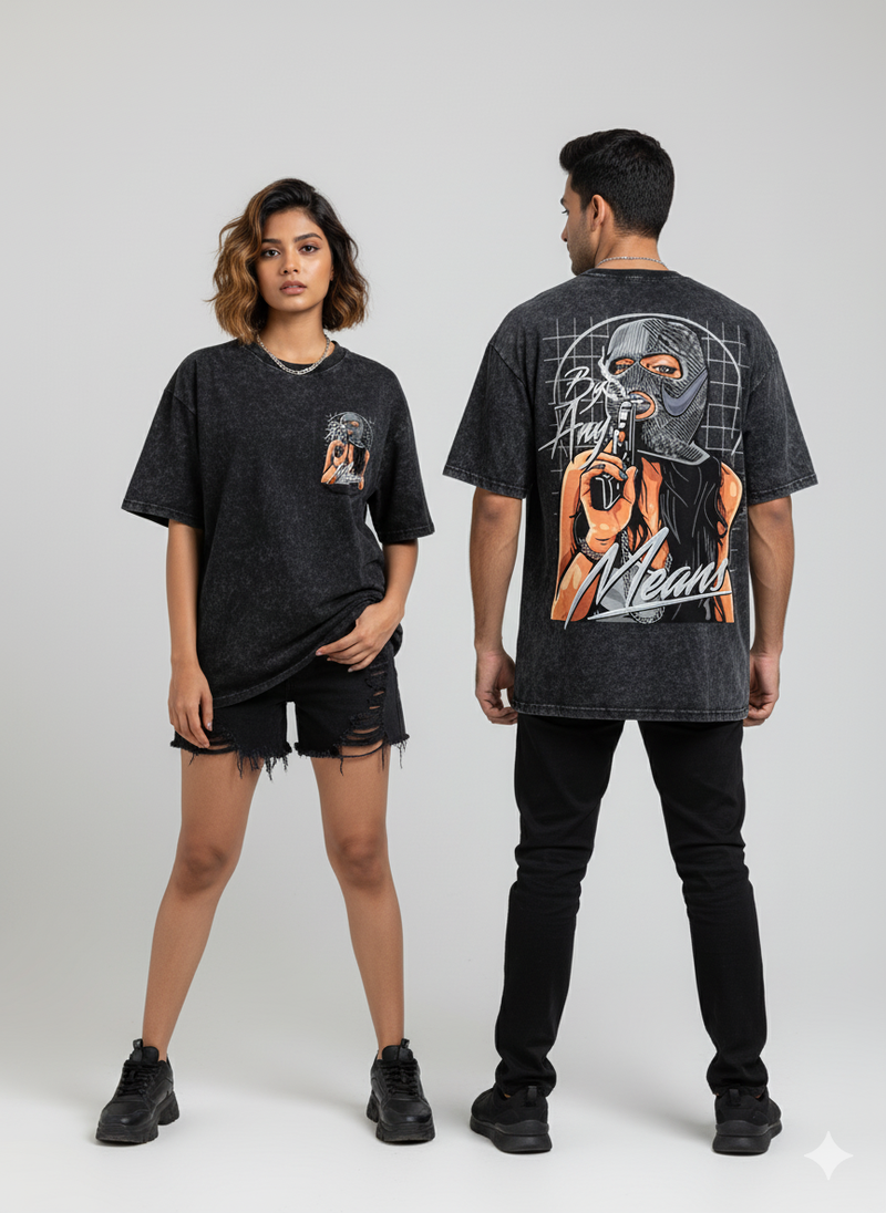 Kanjaraa "Street Style" Oversized T-Shirt - Acid Wash