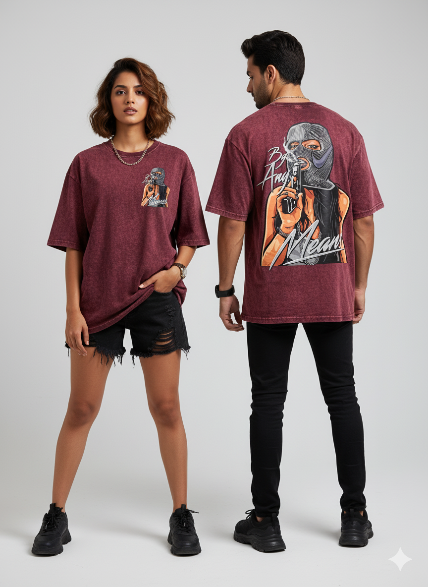 Kanjaraa "Street Style" Oversized T-Shirt - Acid Wash