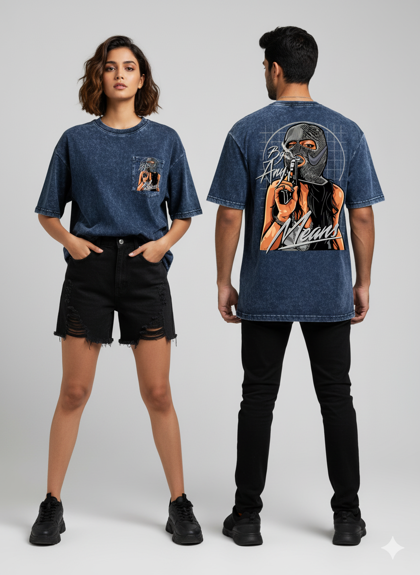 Kanjaraa "Street Style" Oversized T-Shirt - Acid Wash