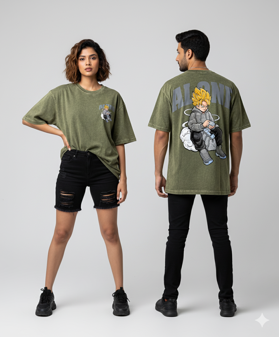Kanjaraa "Street Style" Oversized T-Shirt - Acid Wash