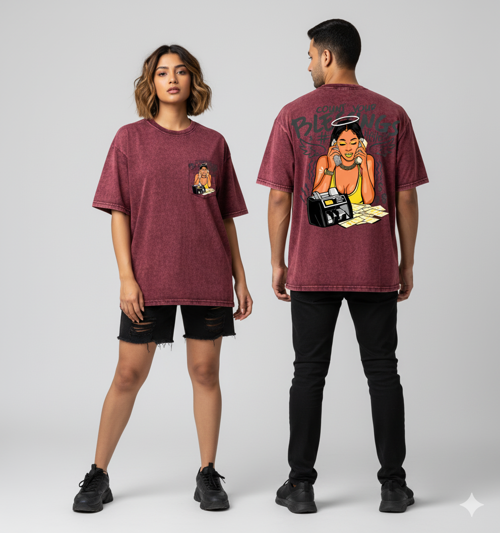 Kanjaraa "Street Style" Oversized T-Shirt - Acid Wash