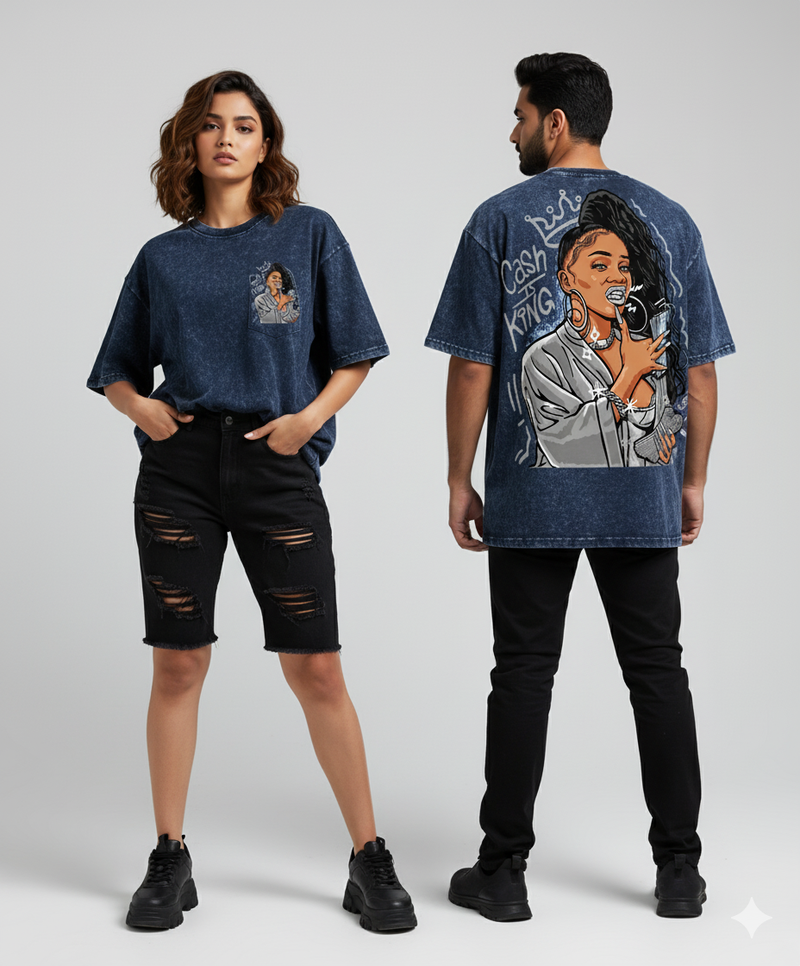 Kanjaraa "Street Style" Oversized T-Shirt - Acid Wash