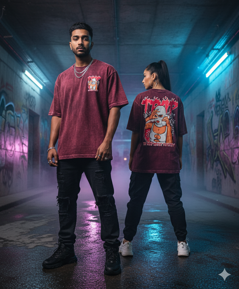 Kanjaraa "Street Style" Oversized T-Shirt - Acid Wash