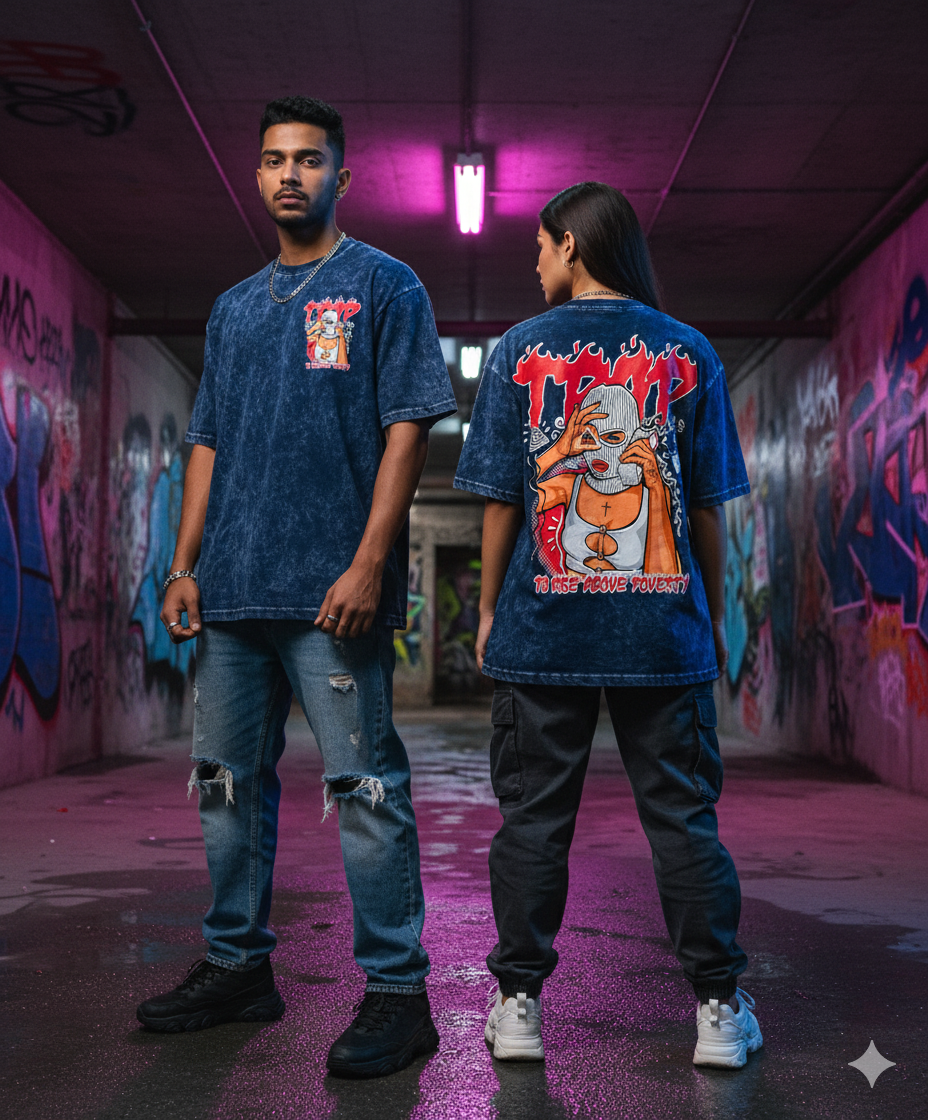 Kanjaraa "Street Style" Oversized T-Shirt - Acid Wash