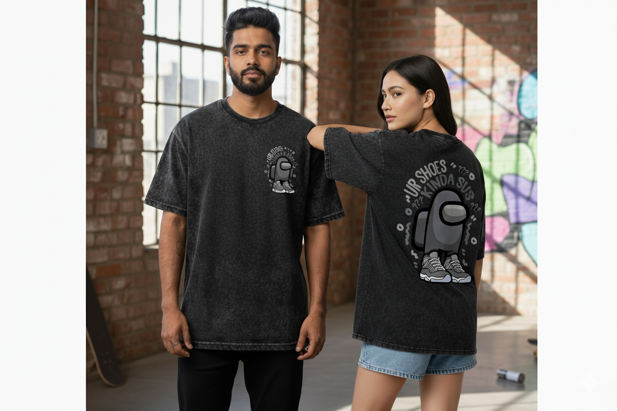 Kanjaraa "Street Style" Oversized T-Shirt - Acid Wash