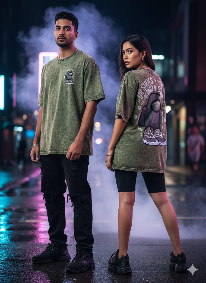 Kanjaraa "Street Style" Oversized T-Shirt - Acid Wash