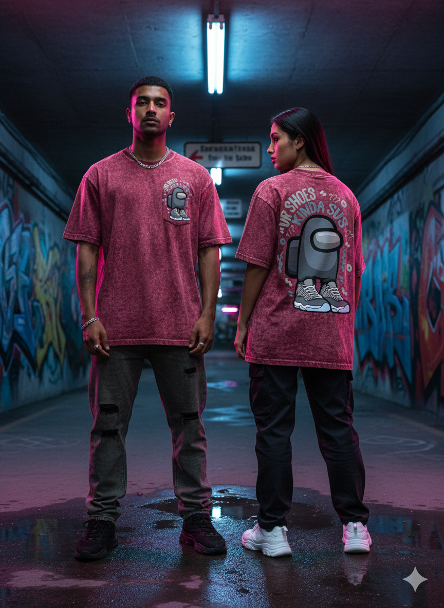 Kanjaraa "Street Style" Oversized T-Shirt - Acid Wash