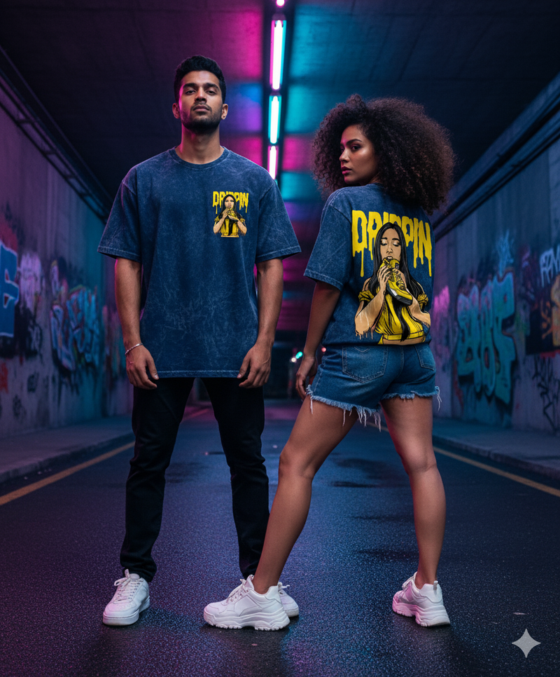 Kanjaraa "Street Style" Oversized T-Shirt - Acid Wash