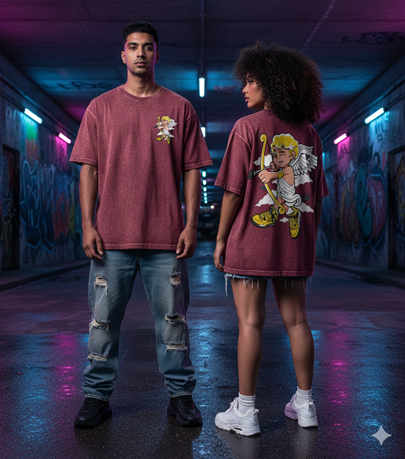 Kanjaraa "Street Style" Oversized T-Shirt - Acid Wash
