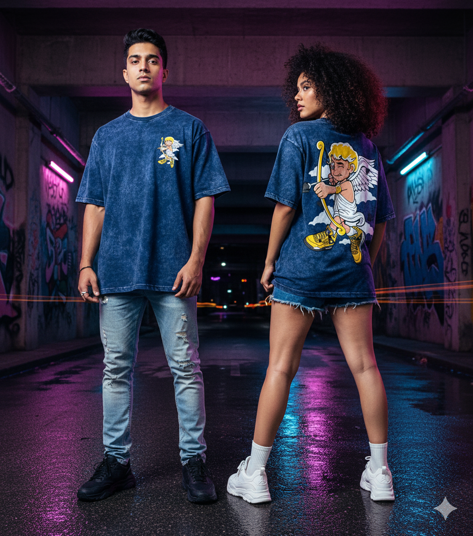 Kanjaraa "Street Style" Oversized T-Shirt - Acid Wash