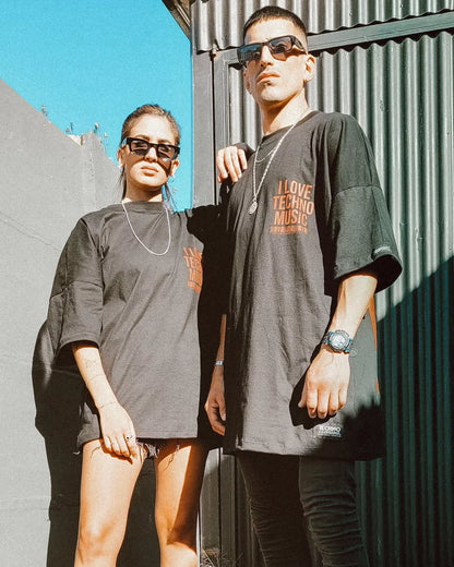 Kanjaraa I Love Techno Music Oversized T-shirt