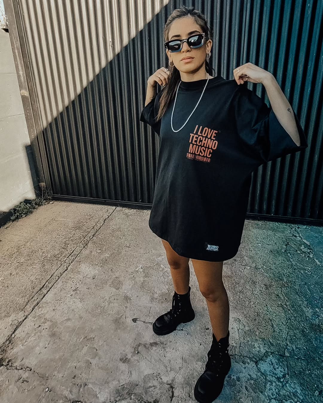 Kanjaraa I Love Techno Music Oversized T-shirt