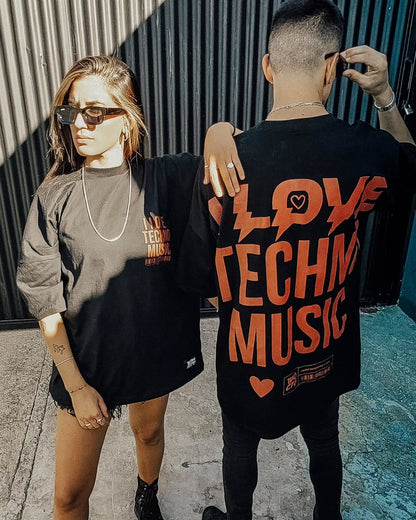 Kanjaraa I Love Techno Music Oversized T-shirt