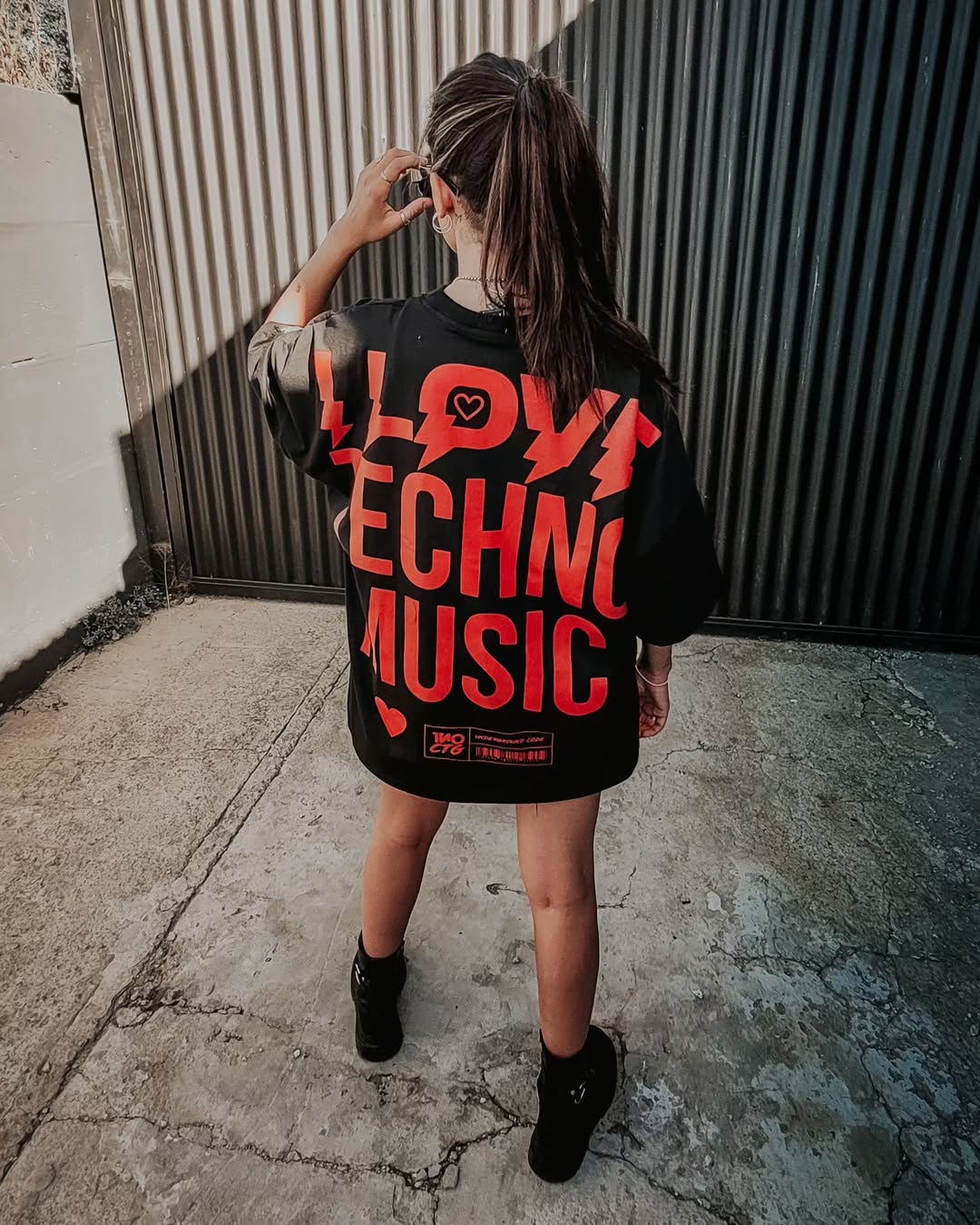 Kanjaraa I Love Techno Music Oversized T-shirt