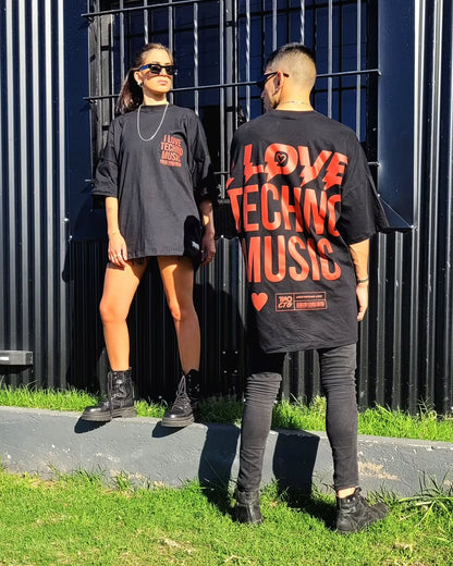 Kanjaraa I Love Techno Music Oversized T-shirt